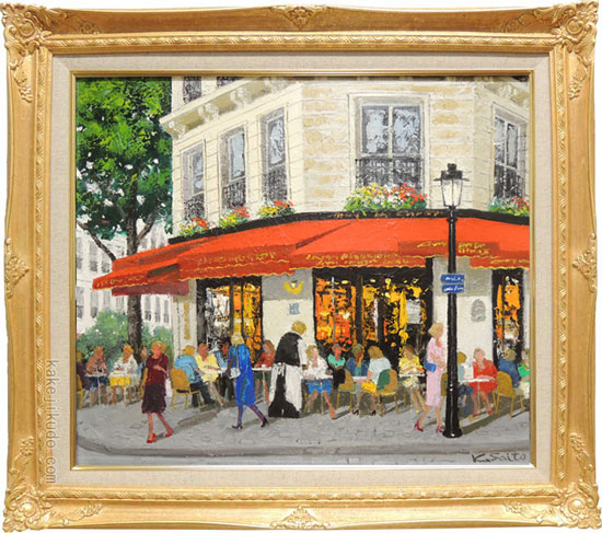 絵画 油絵 カフェフローラ （斉藤要） 送料無料 【肉筆】【油絵