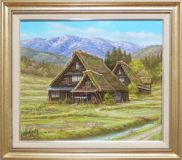 絵画 油絵 白川郷 (関健造) 送料無料 【肉筆】【油絵】【日本の風景