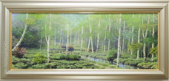 絵画 油絵 白樺林 （早瀬遼） 送料無料 【肉筆】【油絵】【日本の風景