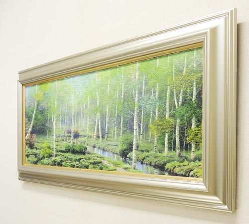 絵画 油絵 白樺林 （早瀬遼） 送料無料 【肉筆】【油絵】【日本の風景