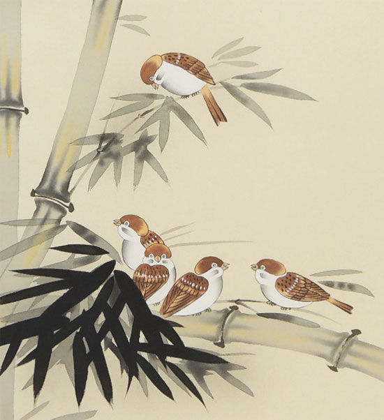 掛け軸 竹に雀 (鈴木竹甫) （掛軸小物なし）送料無料 【掛軸】 商品