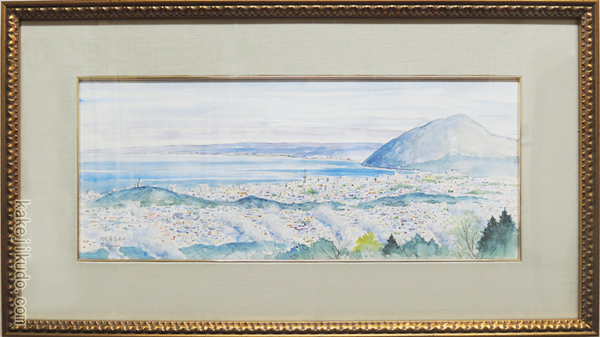 絵画 水彩画 別府湾 高崎山 (滝川英彦) 送料無料 【海・山】【肉筆