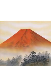 赤富士 矢野耕月 （尺八横）【全品送料無料】肉筆！ 富士 - 掛け軸