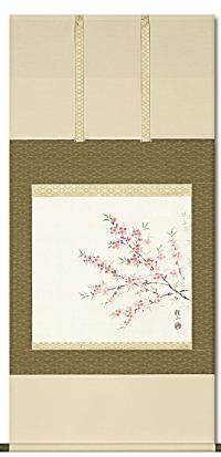 桃の花 佐藤桂三 （尺八横）肉筆！ 春 - 掛け軸（掛軸）販売通販なら