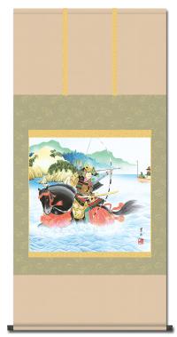 波上武者 吉田芳月 （弥栄会） 尺八横！ 端午の節句 - 掛け軸（掛軸