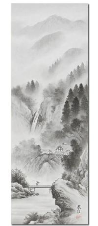 水墨山水 遠藤春岳 （尺幅）肉筆！ 山水画 - 掛け軸（掛軸）販売通販