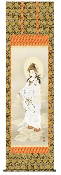 白衣観音「観音様」 浮田秋水 （尺五） 日本製 観音 - 掛け軸（掛軸