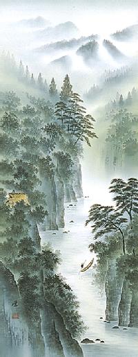 渓谷山水（彩色山水） 藤森 厚「尺五立」【全品送料無料】！ 山水画