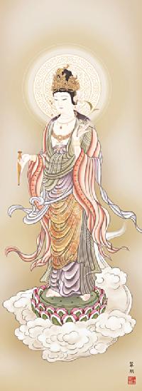 聖観音「雲上観音」 井川洋光 （尺五）【特価 】 日本製 観音 - 掛け軸