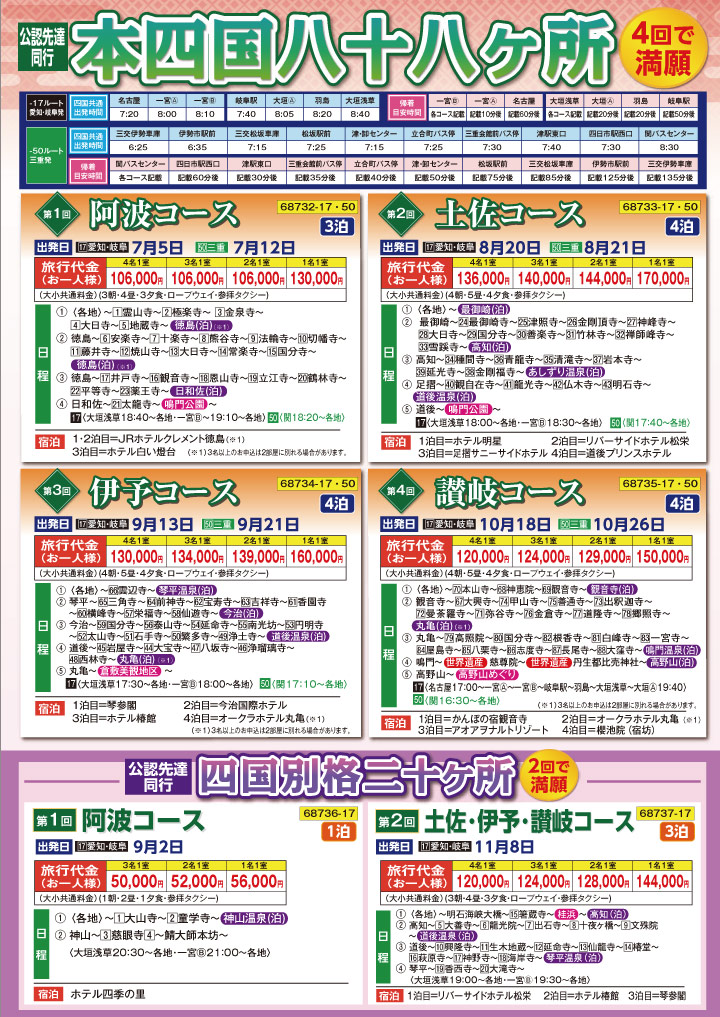 巡礼・お遍路【令和3年(2021年)度版】［2］ 本四国八十八ヶ所／四国