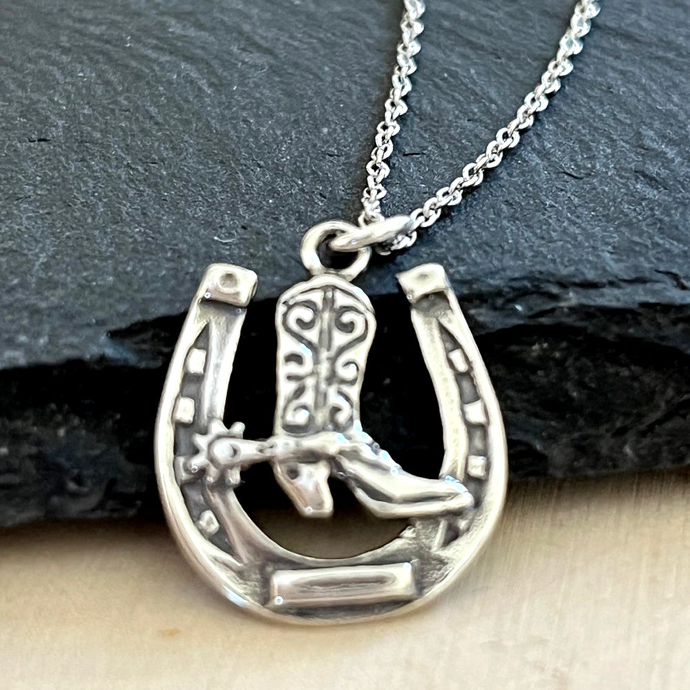 Horseshoe with Cowboy Boot Necklace-0802 – Kevin N Anna