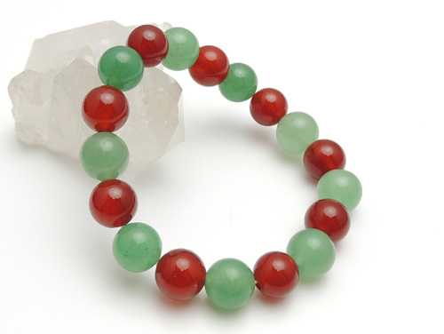 パワーストーンブレスレット レッドアゲートAAAA10ミリ グリーン