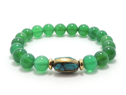 翡翠 チベット仏教 手作り 赤と緑のビーズブレスレット