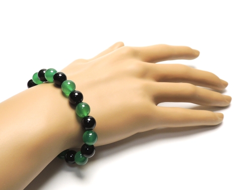 パワーストーンブレスレット グリーンカルセドニーAAAA8ミリ オニキス