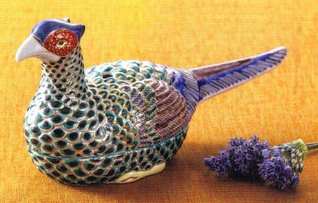 香炉/香立て》九谷焼雉香炉 きじ・仁清風（木箱紐通し付/送料サービス