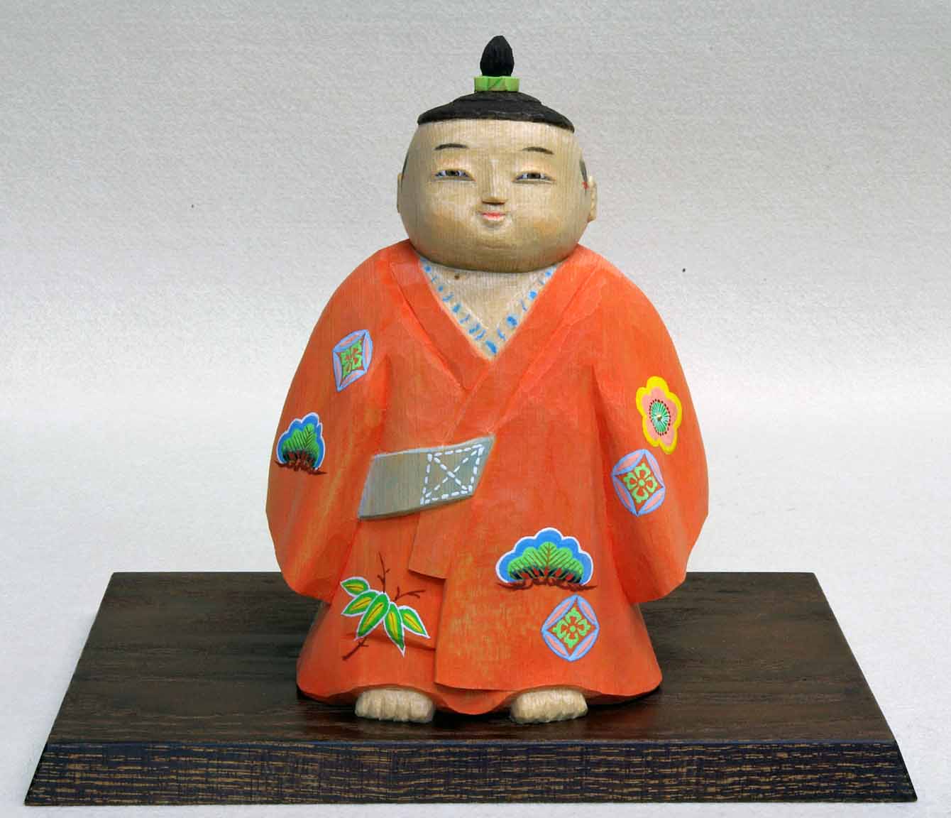 京都 森隆之作 木彫人形 無我（朱）