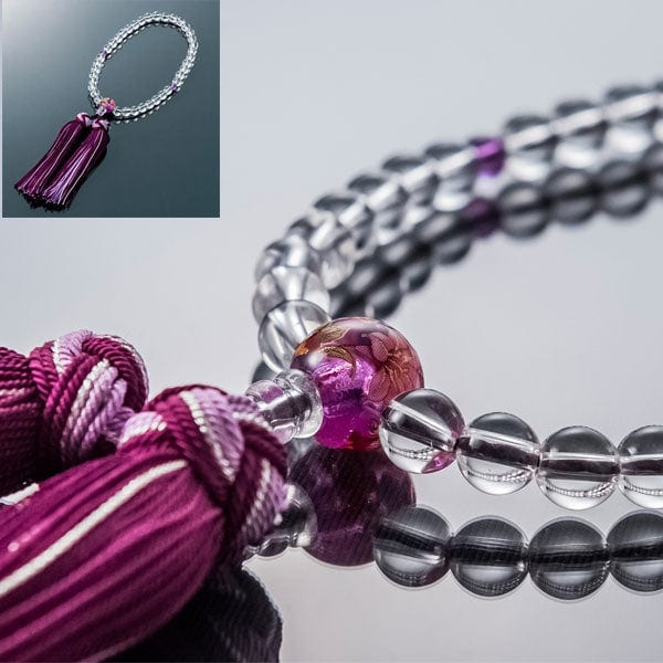 数珠 たまのお 水晶×紫水晶 親珠アクリル絵入 | お仏壇のはせがわ公式通販