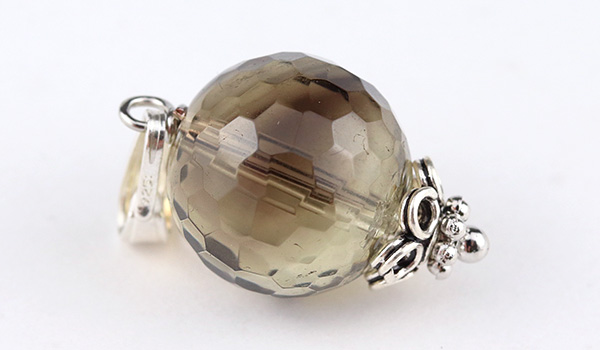 希望の光ペンダント（スモーキーレモンクォーツ［128面カット］）12mm