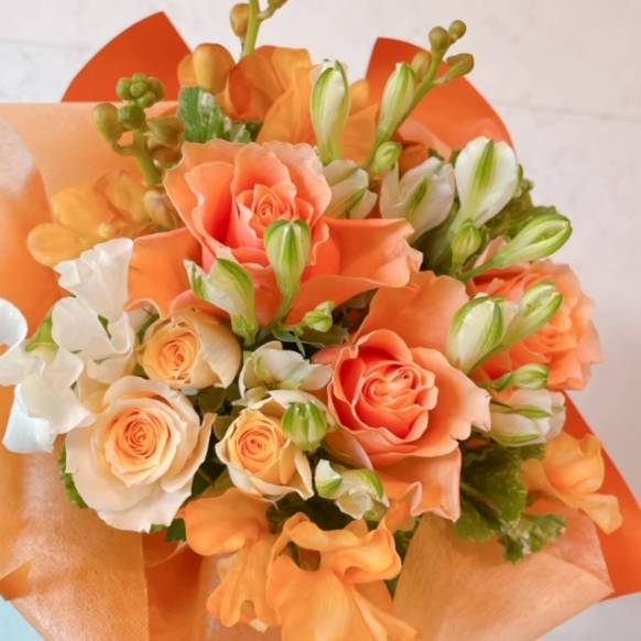 お取り寄せ オリジナルフラワー ブーケ～Medium Orange～｜花