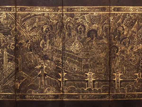 金寫經 紺紙金泥経「十善業道経 上・下」至元十二年銘記 1275年 :: ichian