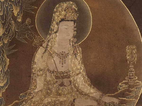 高麗仏画 水月観音図 本金彩色細密画 :: ichian