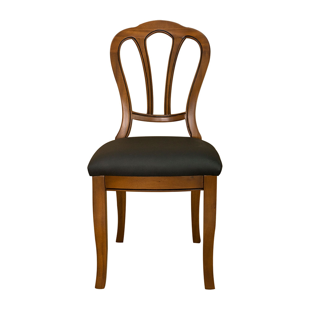 リビングダイニングチェア「ベネチア」マホガニー材 合成皮革ブラック