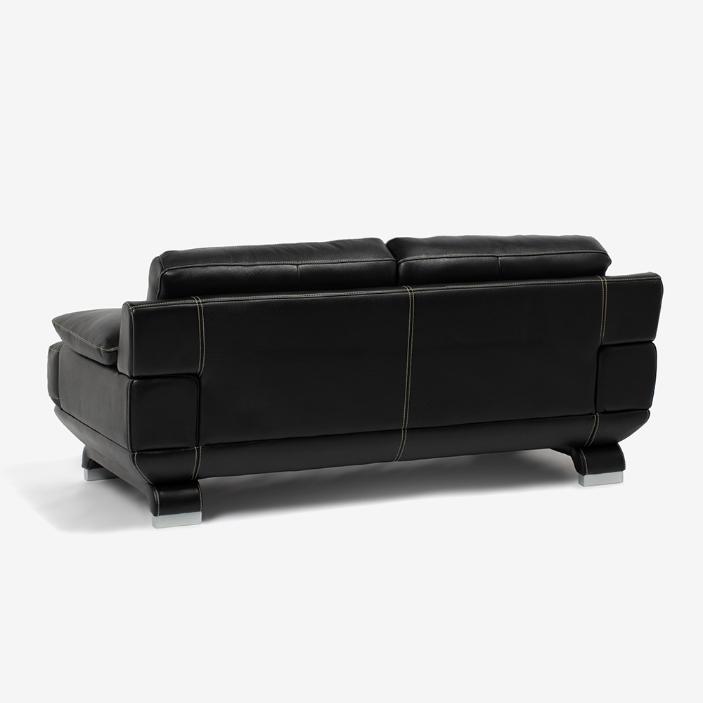 ラブソファ 2人掛け「L/S 01（エルエス01）」幅175cm 革ブラック色 #R