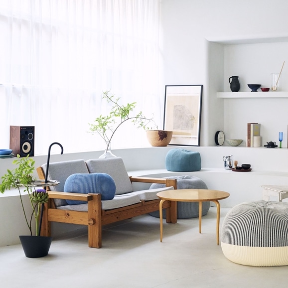 MINI PUUF MELANGE Asian blue｜1人掛け｜IDEE SHOP Online