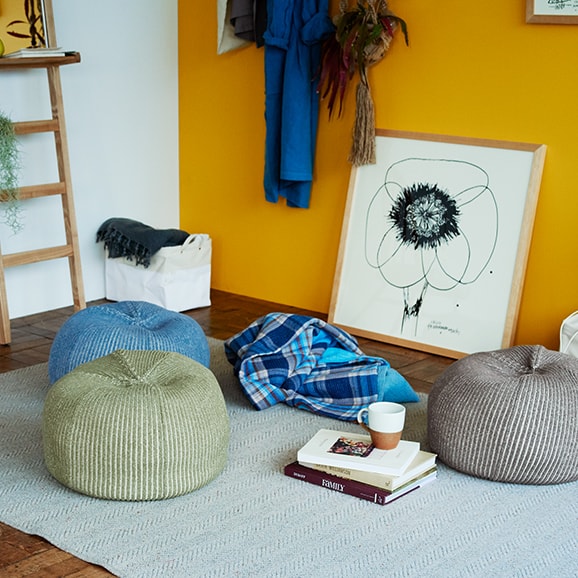 MINI PUUF Cover MELANGE Sepia brown｜1人掛け｜IDEE SHOP Online