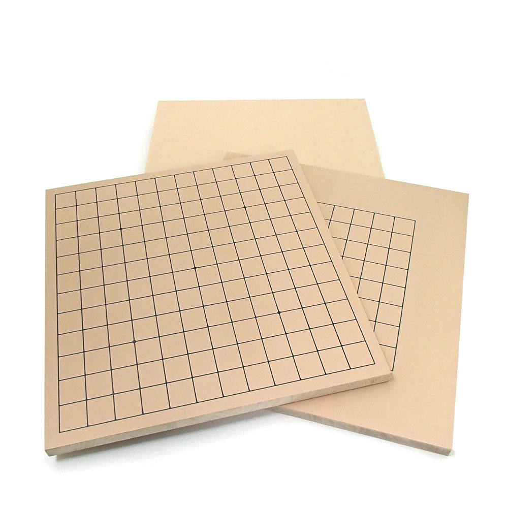 囲碁盤入門セット 新桂材9・13路碁盤（木製）両用盤とミニ角ケースと