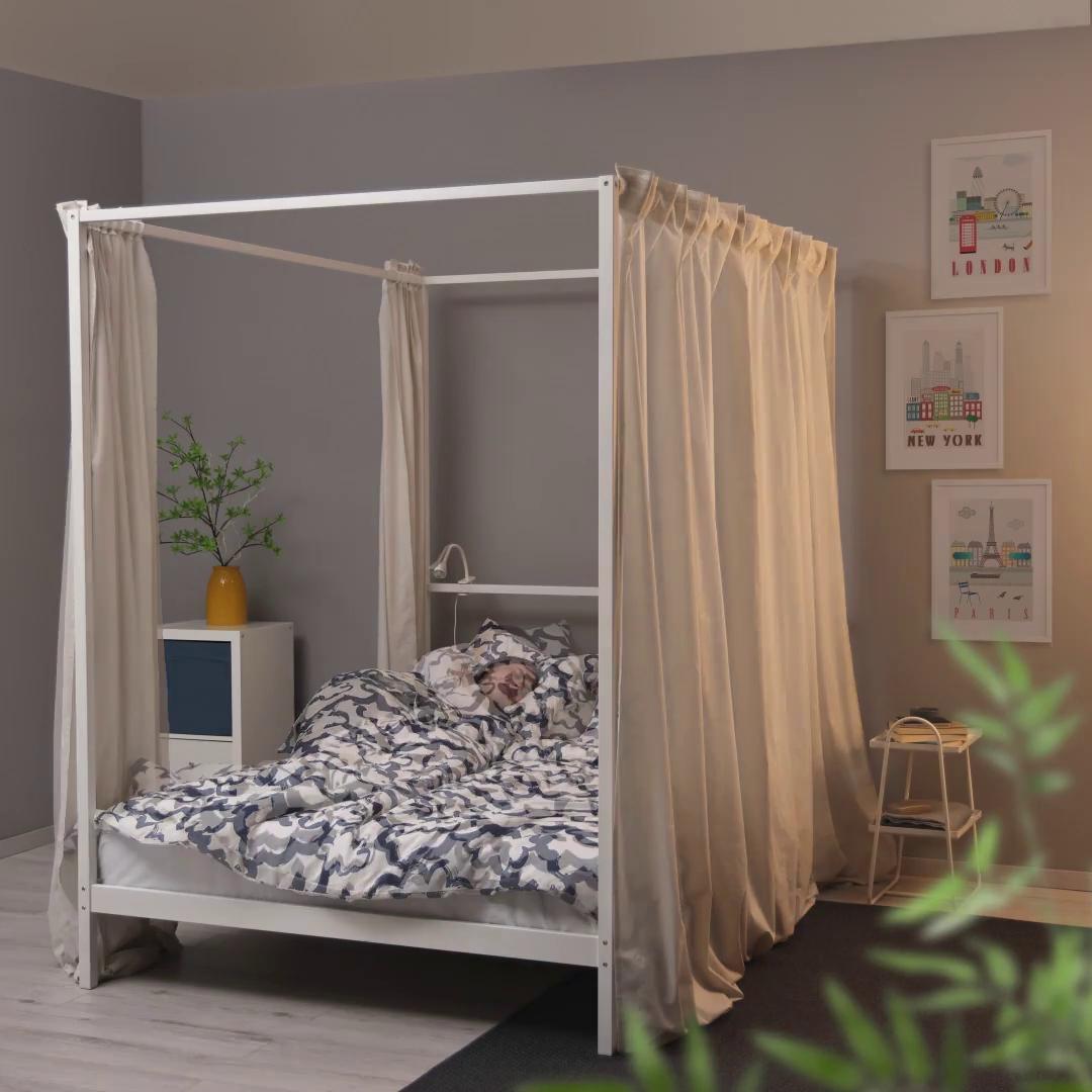 VITARNA ヴィタルナ 四柱付きベッドフレーム, ホワイト, 140x200 cm - IKEA