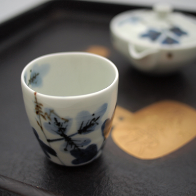 染付しだ紋小湯呑-カップ-和食器通販・引き出物・ギフト-普段使いの