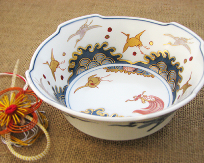 古伊万里鶴亀枠形向付 -限定商品・受注生産商品・業務用和食器在庫処分