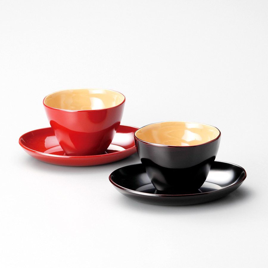 フリーカップペア 溜と朱 2客セット 漆塗り 12-05307 漆器の井助