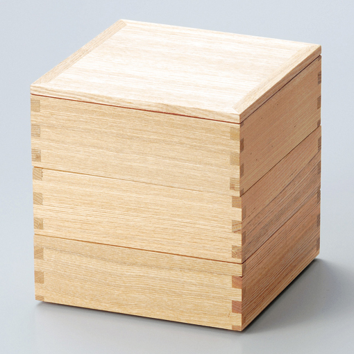 三段重 白木塗 内朱 5寸 木製 12-15006 漆器の井助