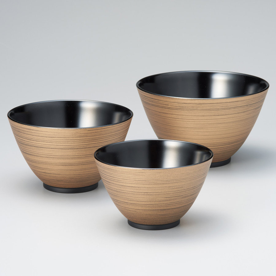 三つ組鉢 金刷毛 吟朱/黒 漆器の井助