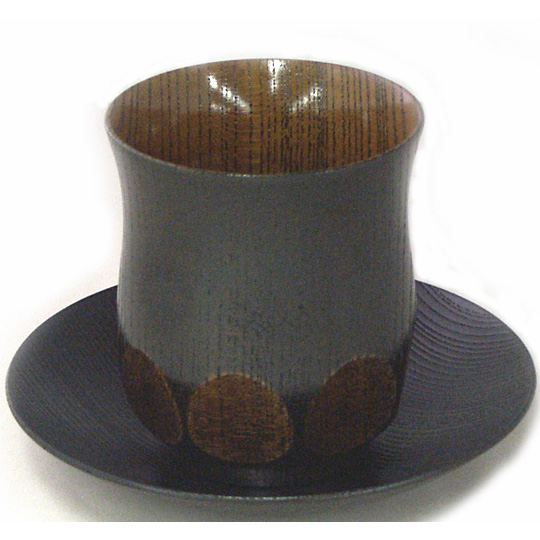 茶托 黒 目弾き 薄挽き 木製 漆塗り 漆器の井助