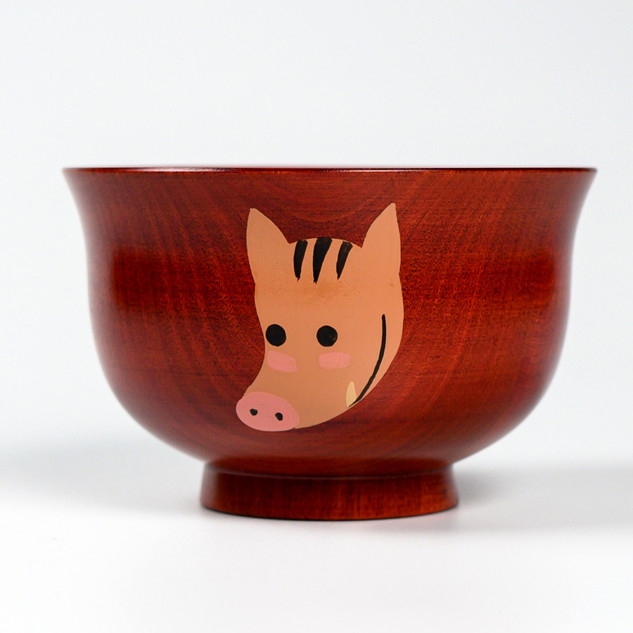 干支椀 桜 茜 木製 漆塗り 木のお椀・味噌汁椀 漆器の井助