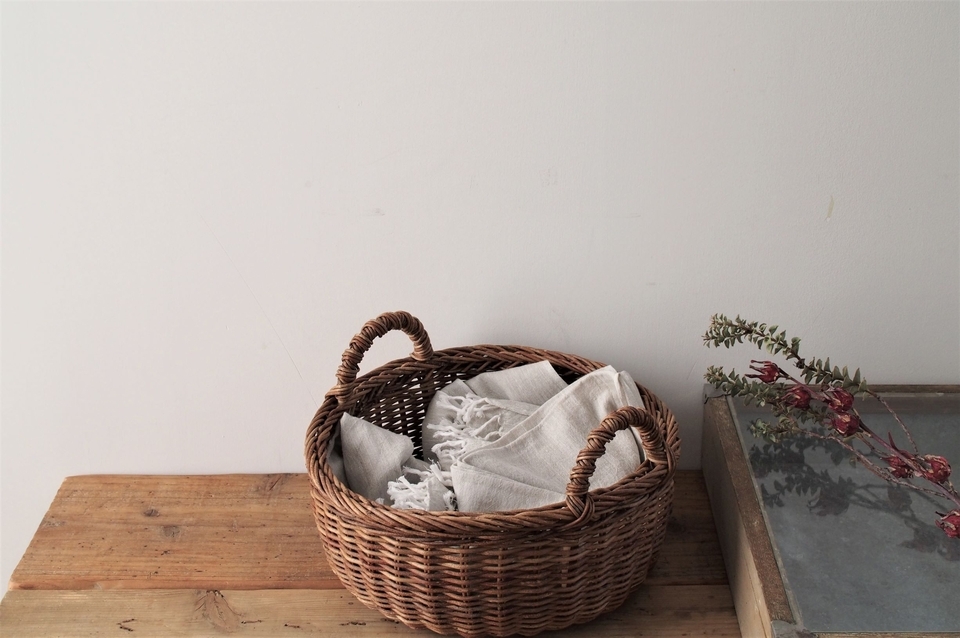 あけびの両手付き丸バスケット - ウェブショップ - jokogumo - よこぐも