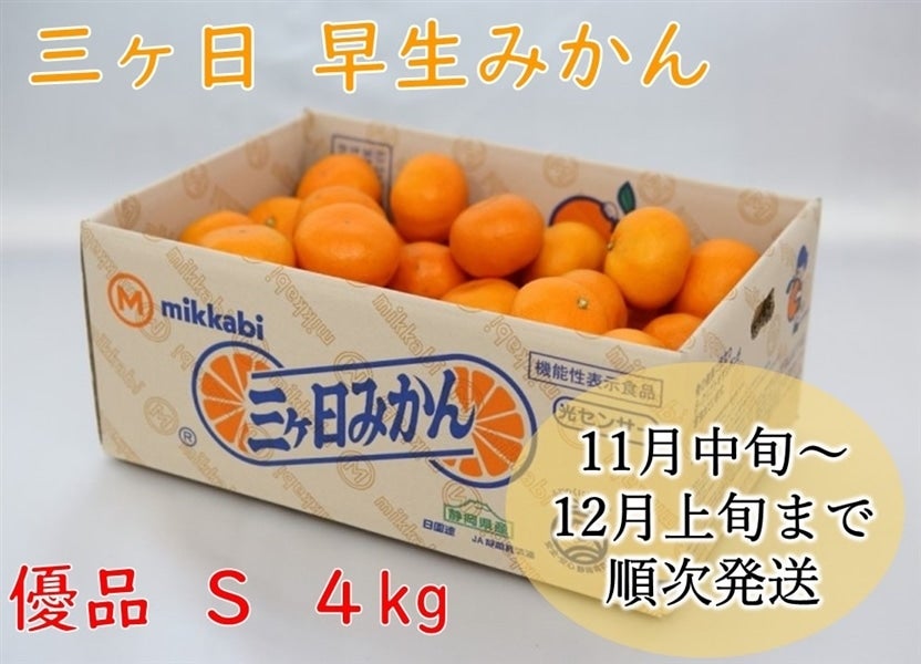 三ヶ日早生みかん（優品）S 4kg JAみっかび: しずおか『手しお屋