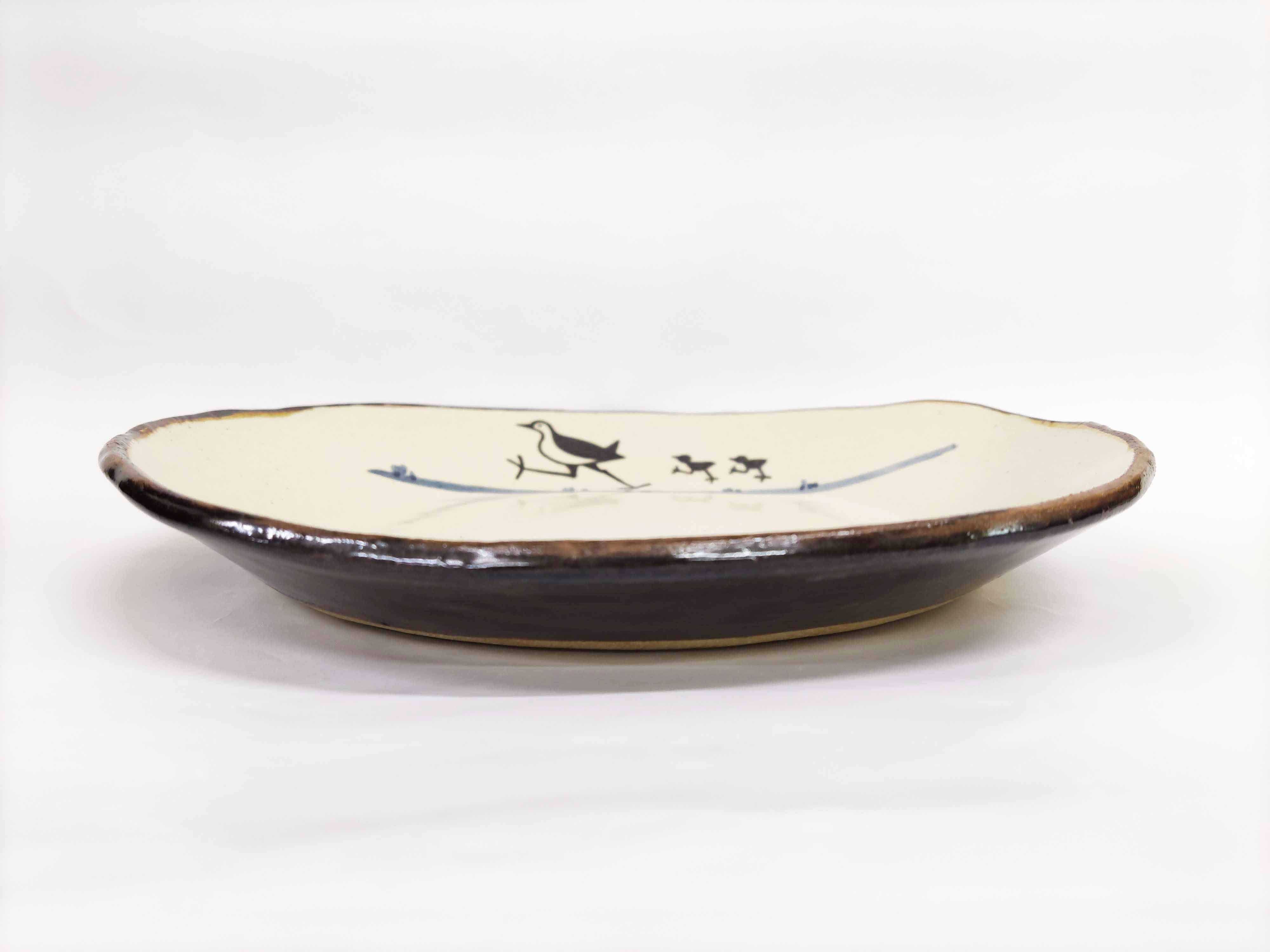 シロハラクイナ楕円皿特大