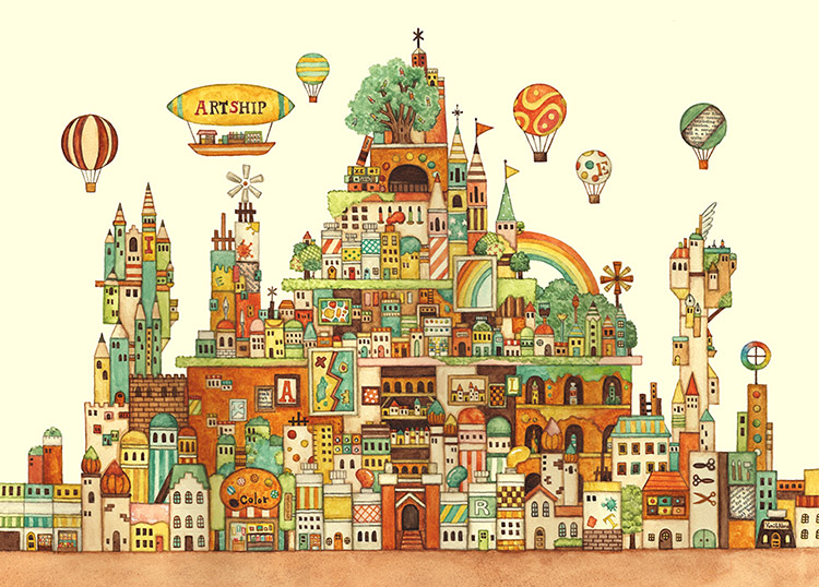 EPO-71-990s 西村典子 Art Puzzle Collection 空想の街 画材の王国 500