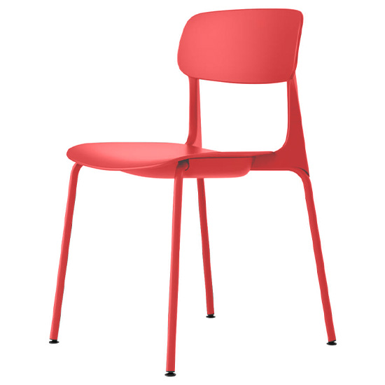 8124RE-GG66 オカムラ ミーティングチェアena 4本脚 オレンジレッド