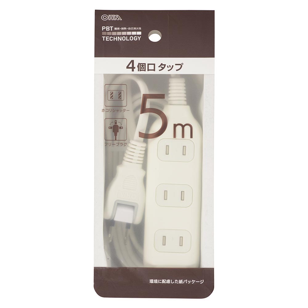 4個口タップ 5m [品番]00-1679｜株式会社オーム電機