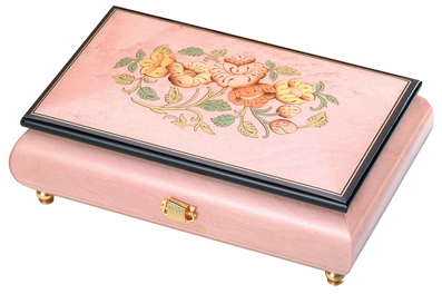 オルゴール屋ドットコム 30弁高級イタリア象嵌宝石箱（ピンク花柄