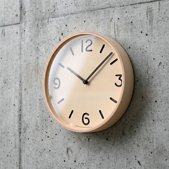 木製プライウッド壁掛け時計 奈良雄一デザイン ナチュラルクロック