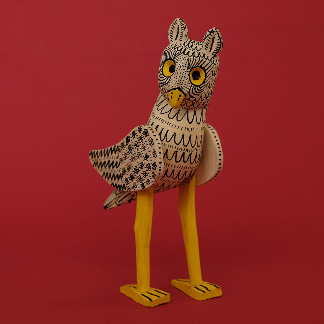 ふくろう（木彫 置物）- LABRAVA [メキシコ 民芸 フォークアート 雑貨]