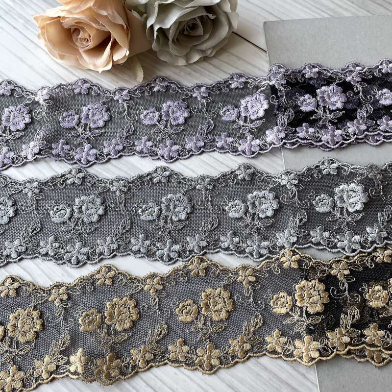 レースのお店 ななか ☆チュールレース シルバー、ゴールド、パープル