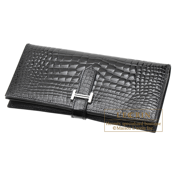 エルメス ベアンスフレ ブラック クロコダイル アリゲーター シルバー
