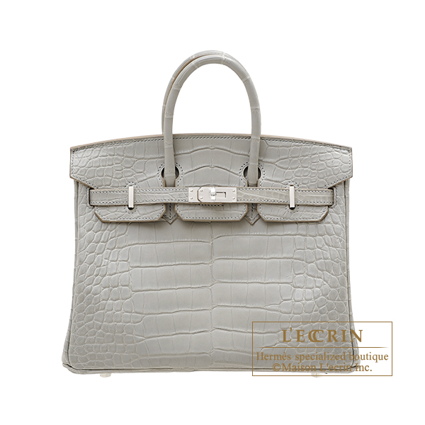 エルメス バーキン25 パールグレー クロコダイル アリゲーターマット